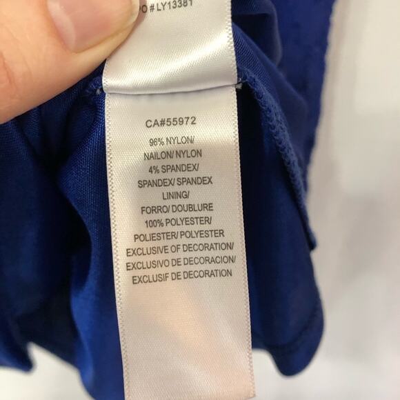 Laundry by Shelli Segal Blue Lace Shift Dress Womens 8 3\4 Sleeve Mini Cocktail - Picture 6 of 8